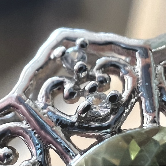 Ouro Verde Quartz Cambodian Zircon Sterling Silver Lever Back  Flower Ea… - Picture 7 of 13